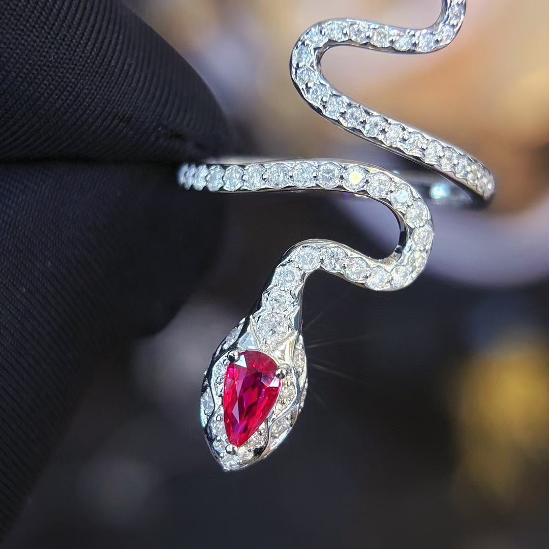 14k Gold 0.45 Ct Natural Ruby & Diamond Ring - 6