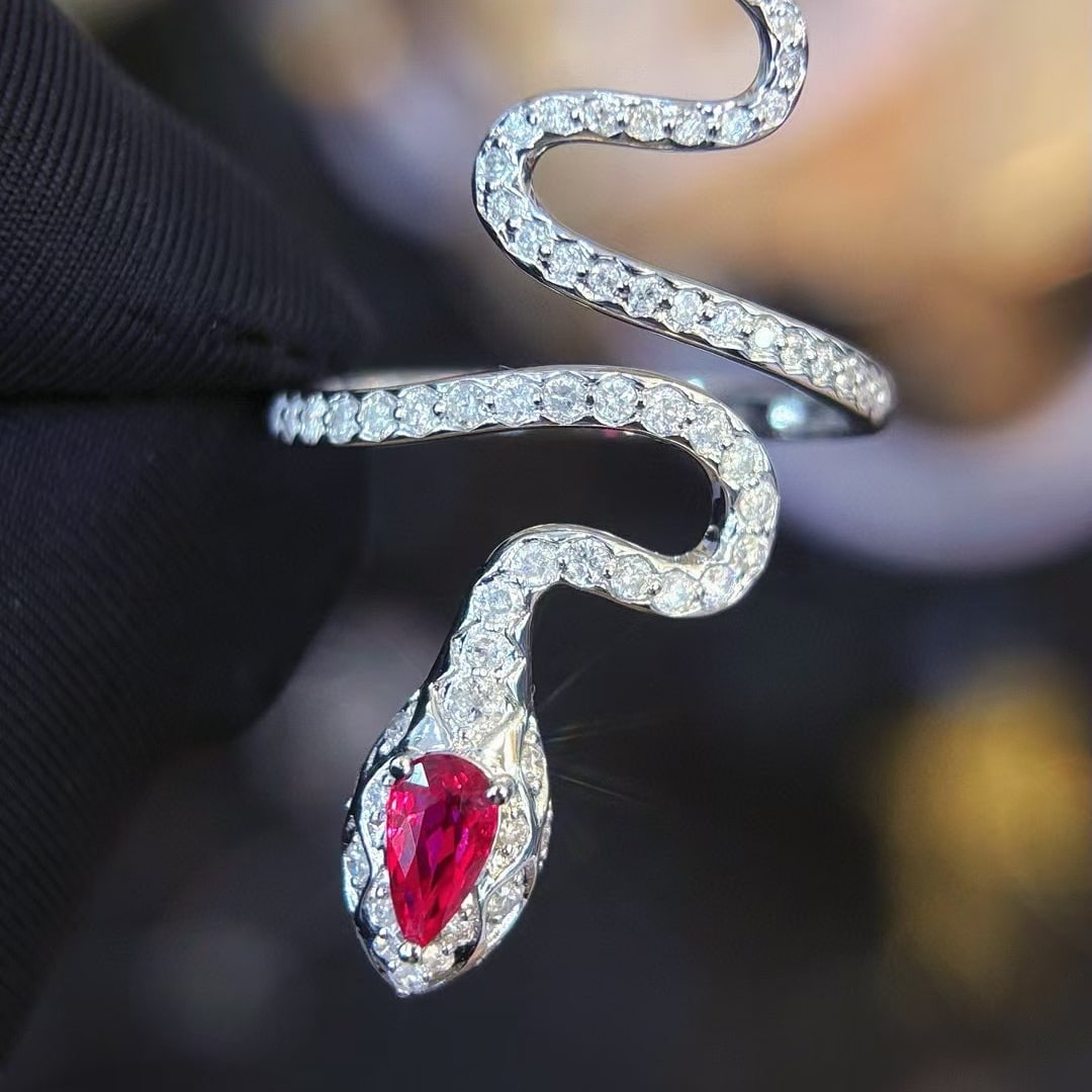 14k Gold 0.45 Ct Natural Ruby & Diamond Ring - 7