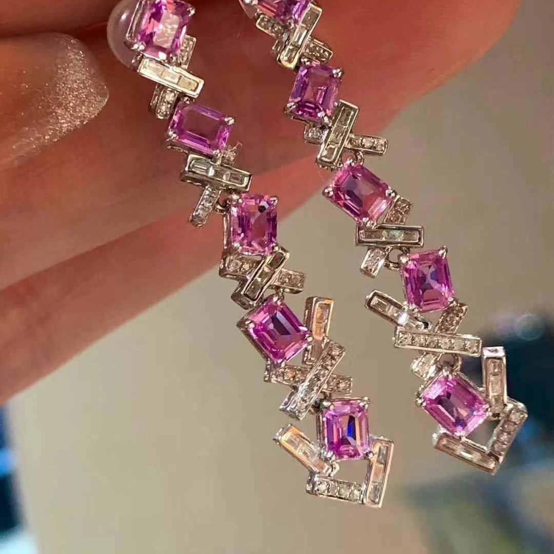 14k Gold 2.5 Ct Natural Sapphire & Diamond Earrings - 3