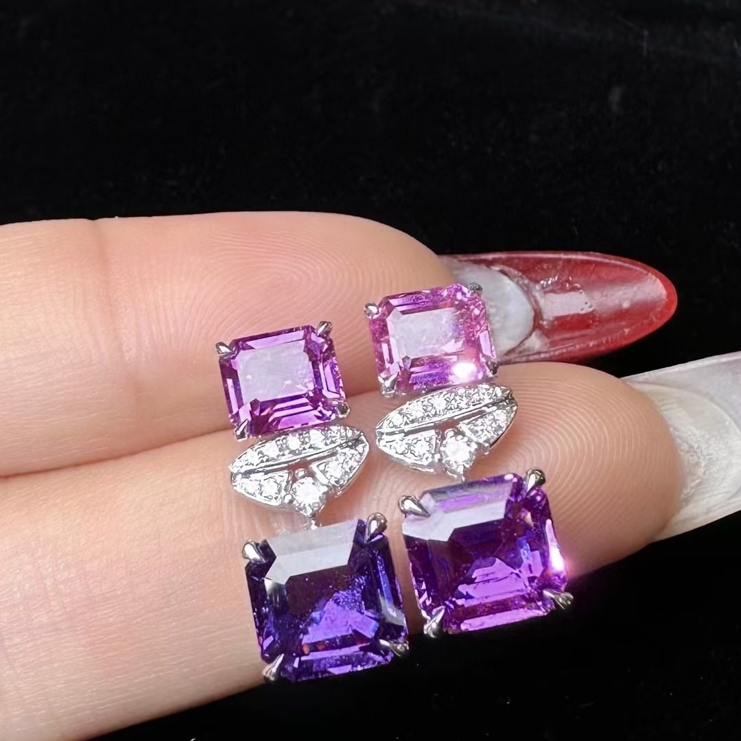 14k Gold 7.30 Ctw Natural Sapphire & Diamond Earrings - 2