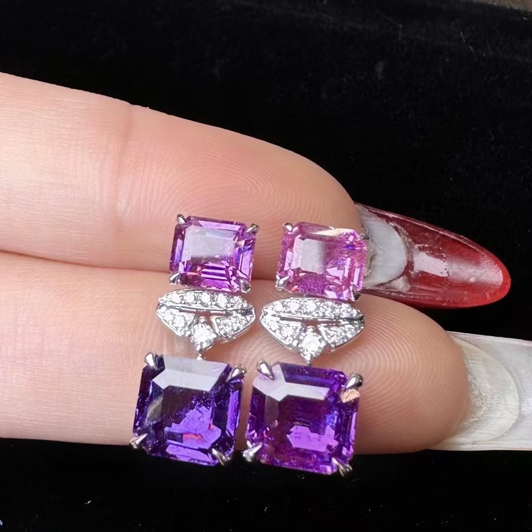 14k Gold 7.30 Ctw Natural Sapphire & Diamond Earrings - 3