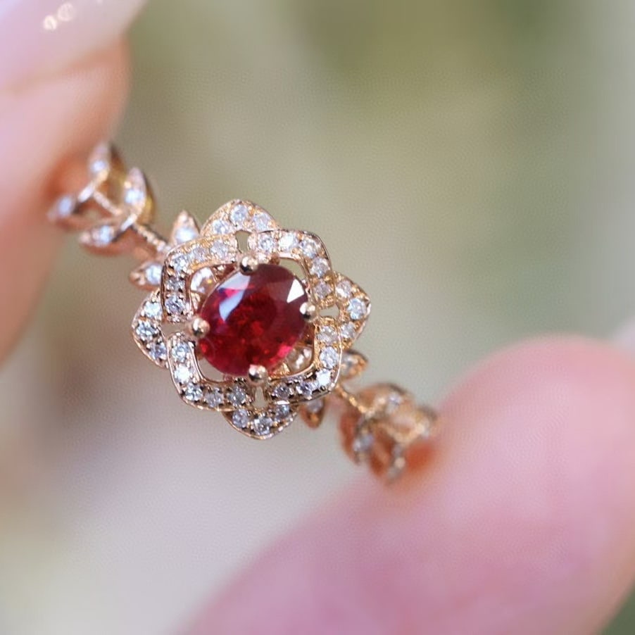 14k Gold 0.55 Ctw Natural Ruby & Diamond Ring (1 of 7)
