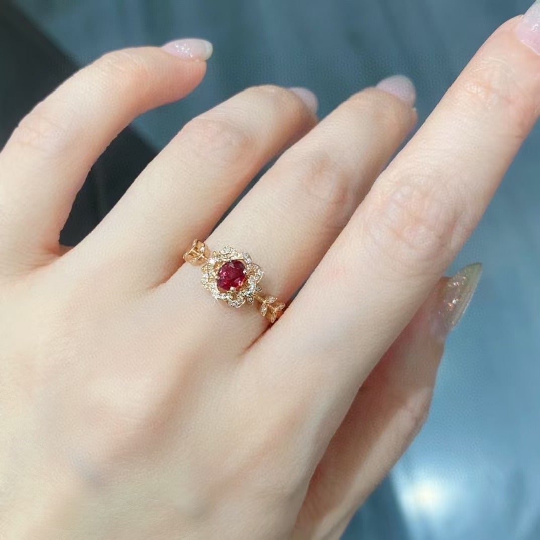 14k Gold 0.55 Ctw Natural Ruby & Diamond Ring - 3