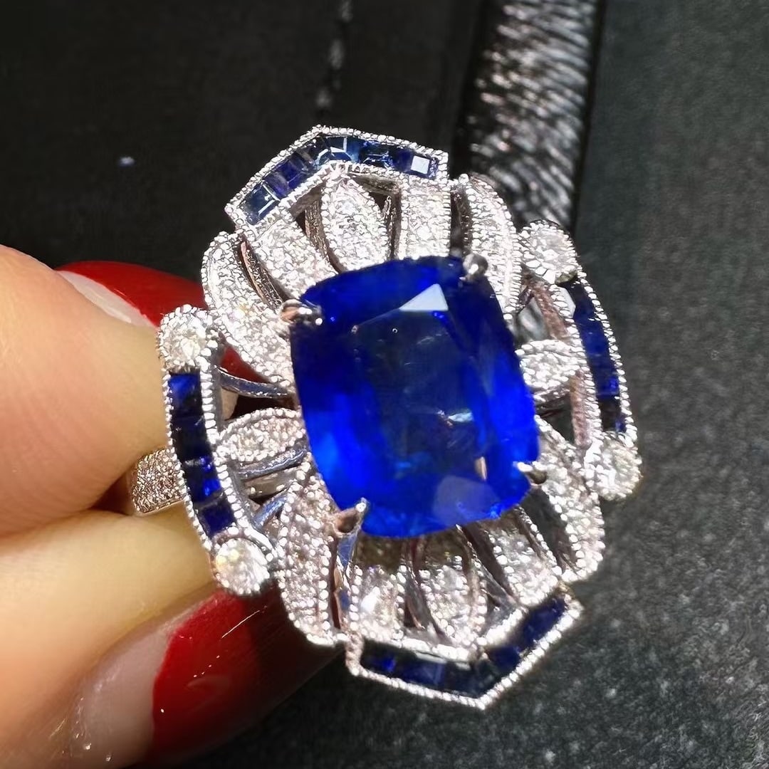 14k Gold 3.14 Ctw Natural Sapphire & Diamond Ring - 3