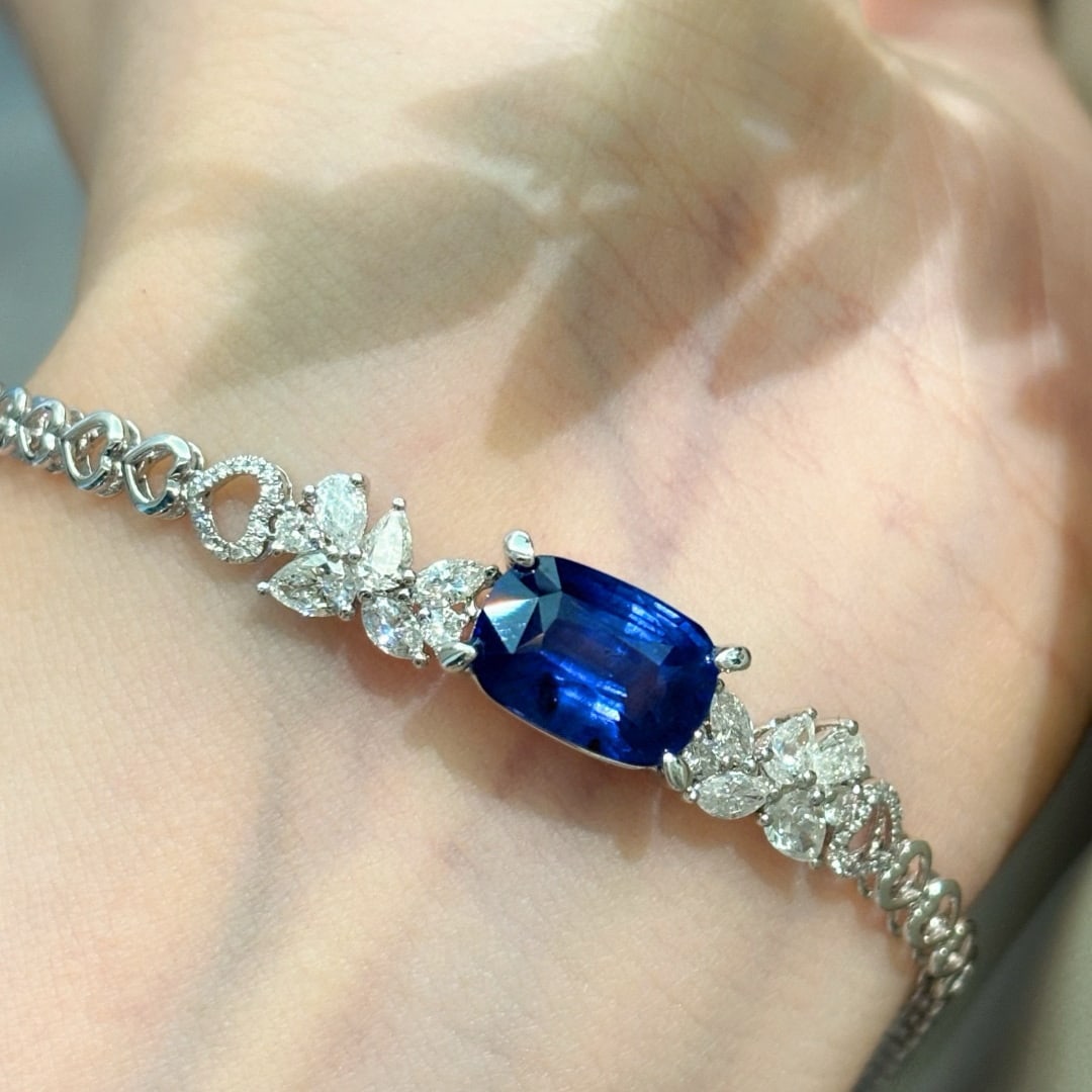 14k Gold 5.1 Ctw Natural Sapphire & Diamond Bracelet - 3