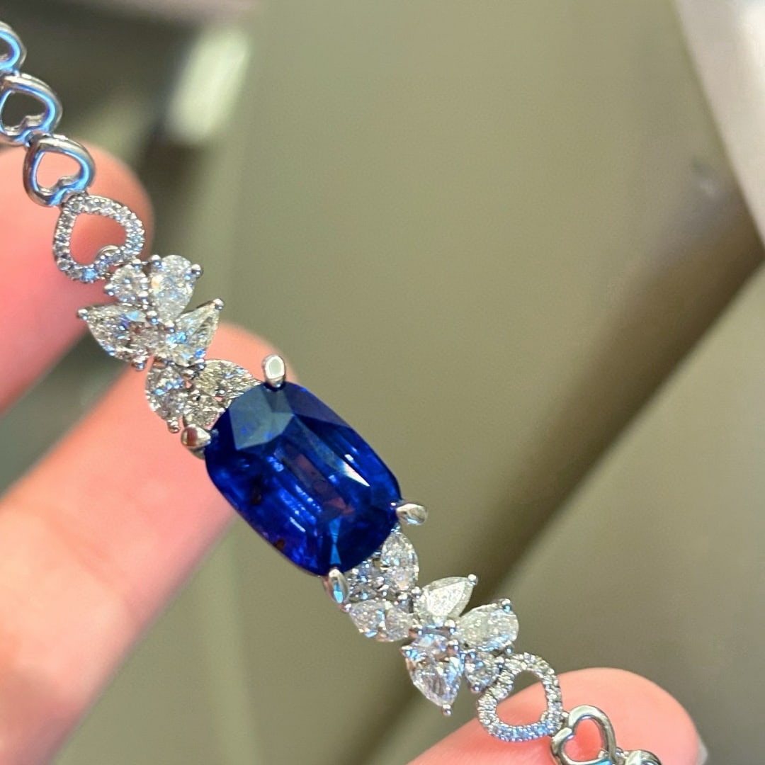 14k Gold 5.1 Ctw Natural Sapphire & Diamond Bracelet - 4