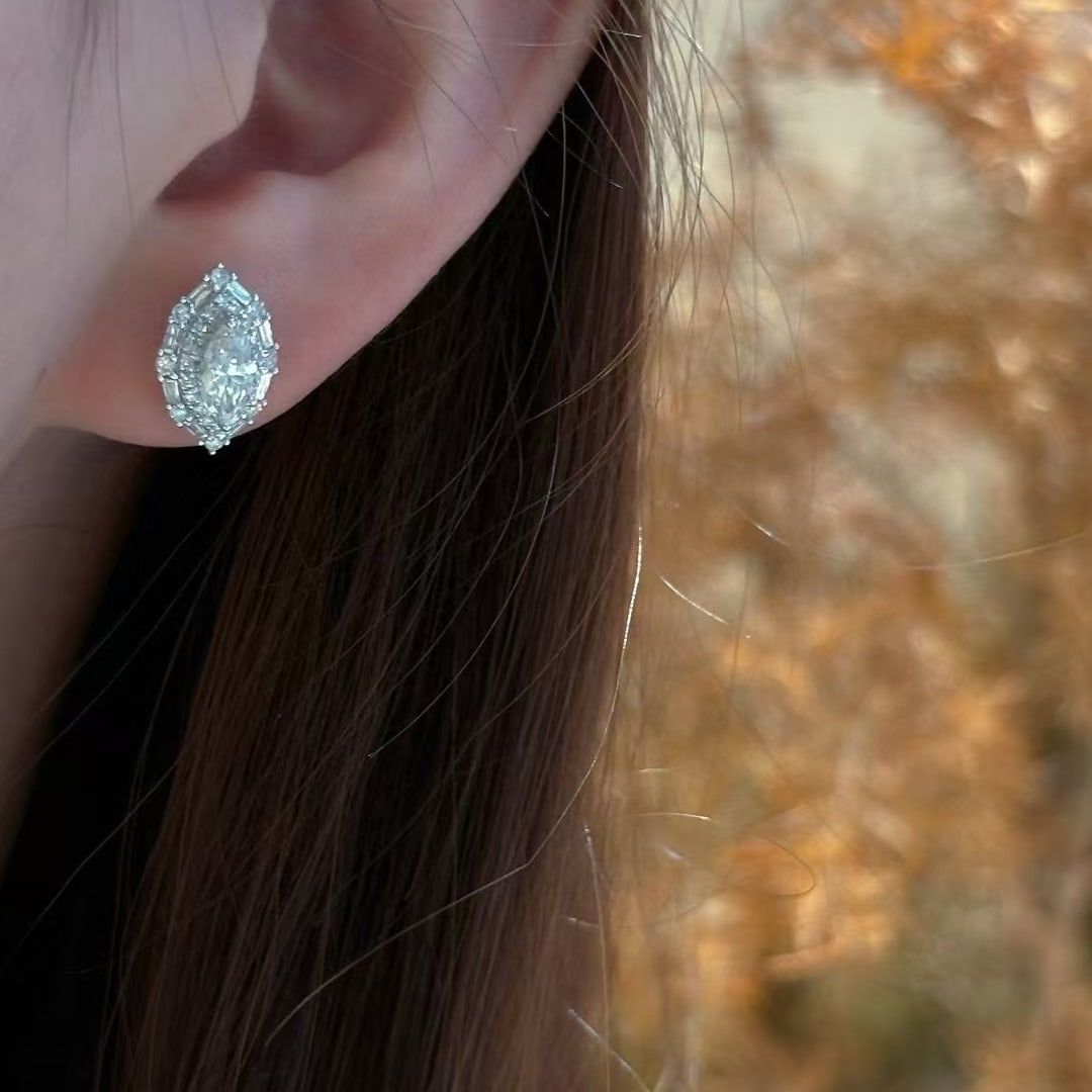 14k Gold 0.95 Ctw Natural H Diamond Earrings - 2