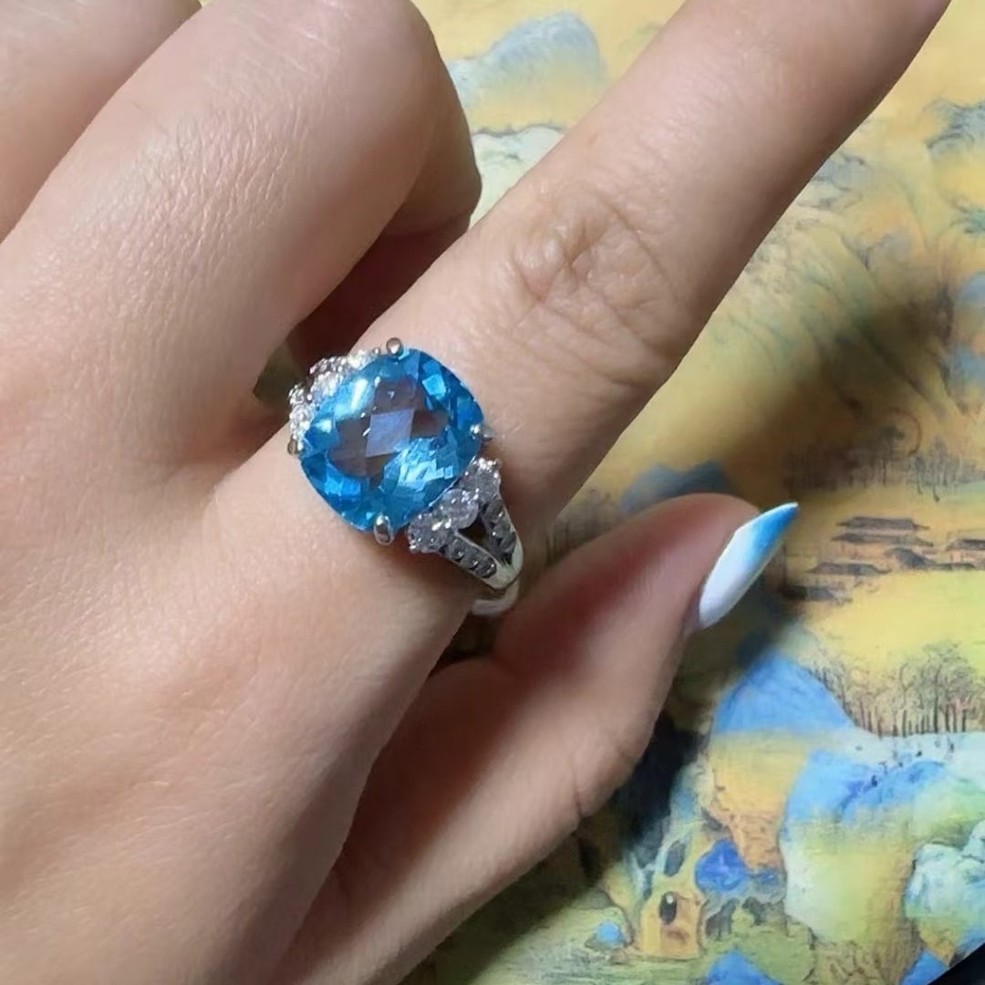 14k Gold 7.05 Ctw Natural Topaz & Diamond Ring - 3