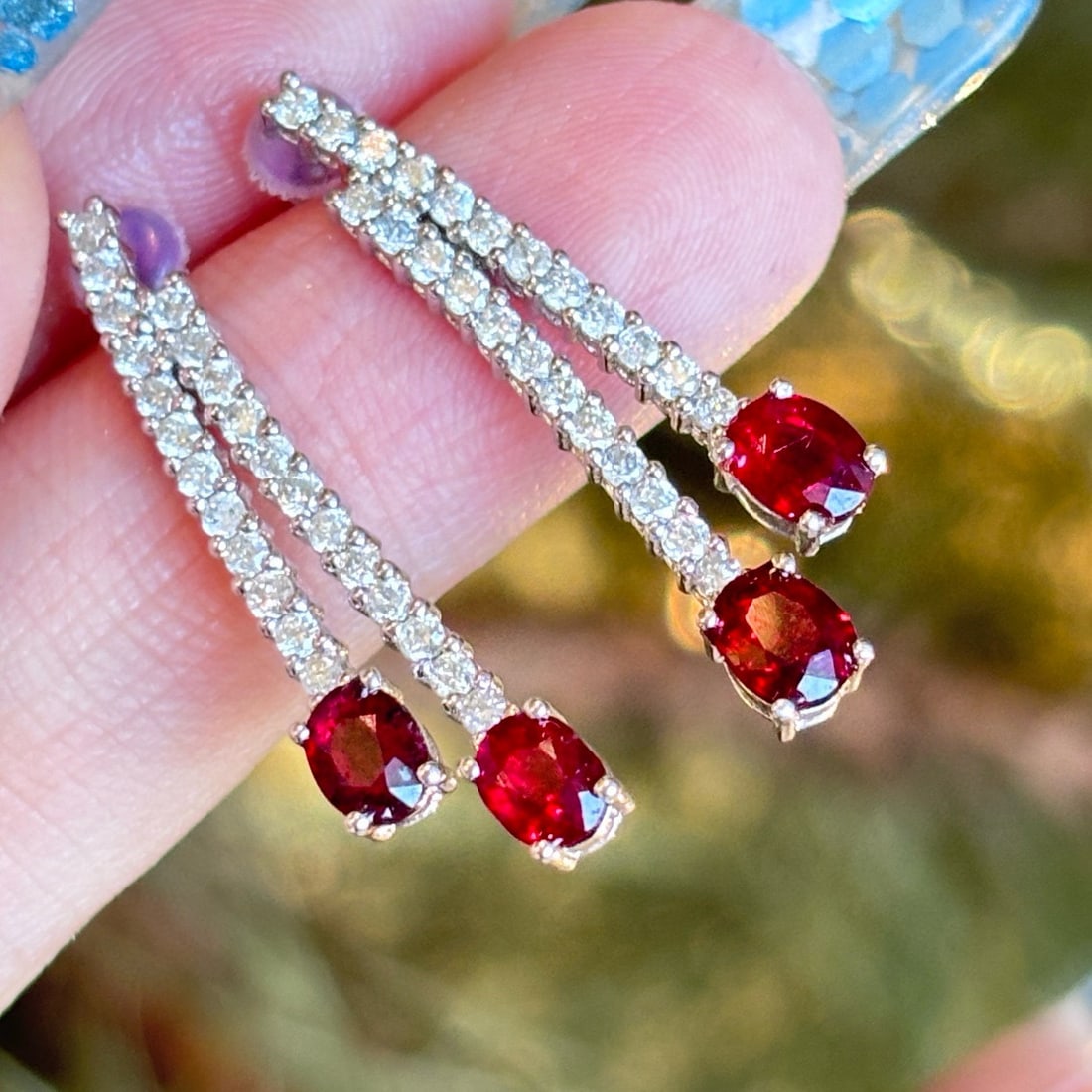 14k Gold 2.5 Ctw Natural Ruby & Diamond Earrings (1 of 5)