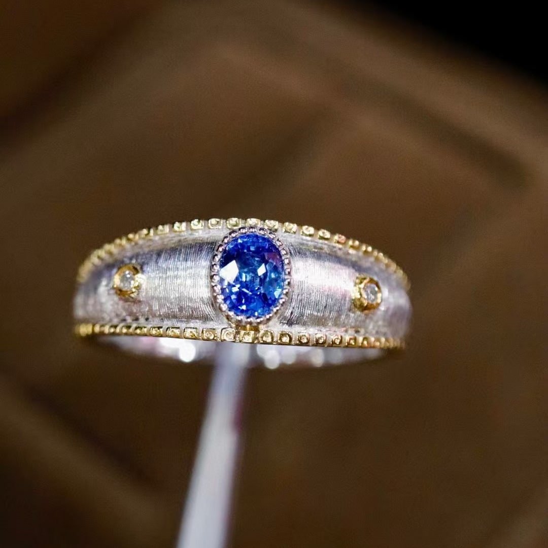 14k Gold 0.47 Ctw Natural Sapphire & Diamond Ring (1 of 7)