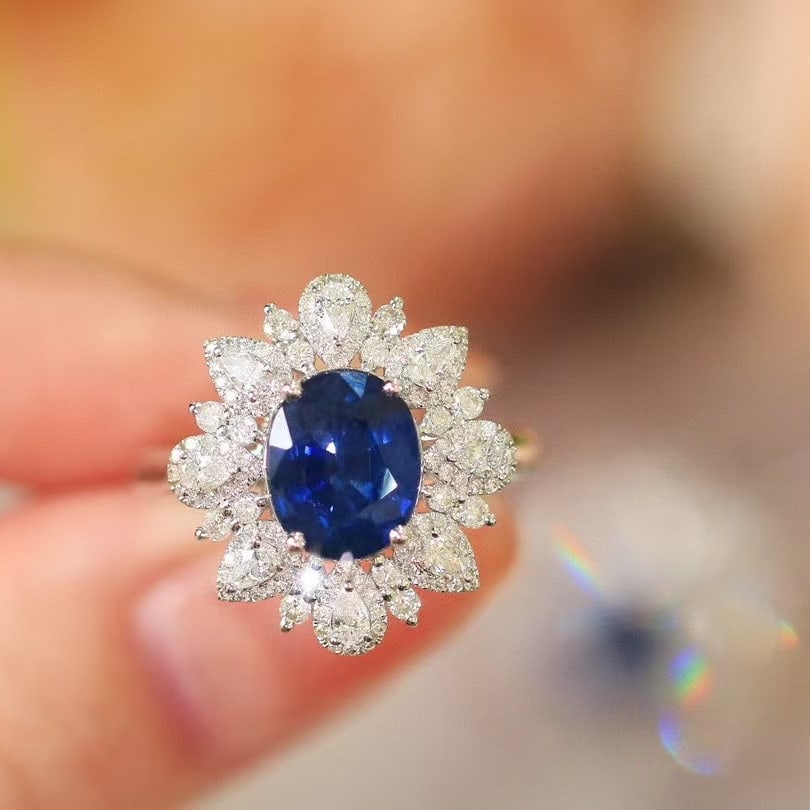 14k Gold 3.60 Ctw Natural Sapphire & Diamond Ring - 3