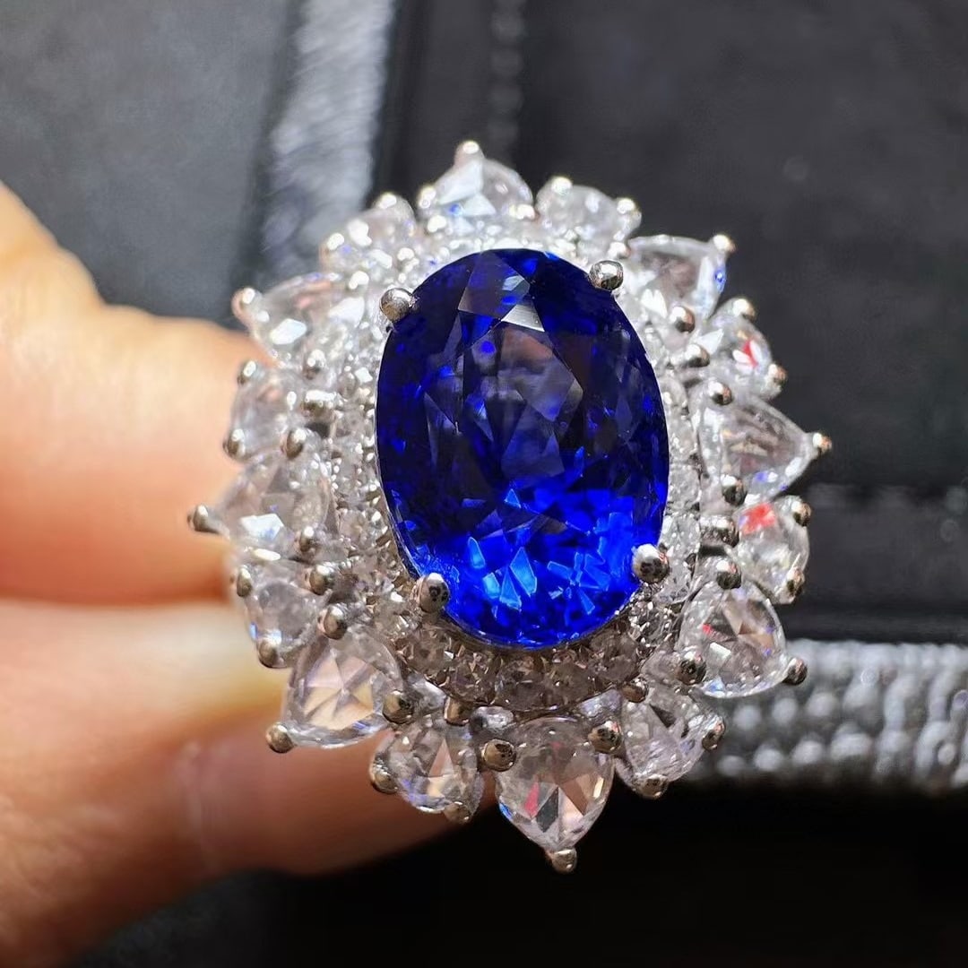 14k Gold 3.03 Ct Natural Sapphire & Diamond Ring/pendant( Without Chain ) - 2