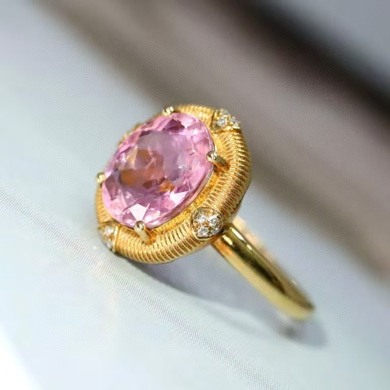 14k Gold 2.46 Ctw Natural Tourmaline & Diamond Ring - 4