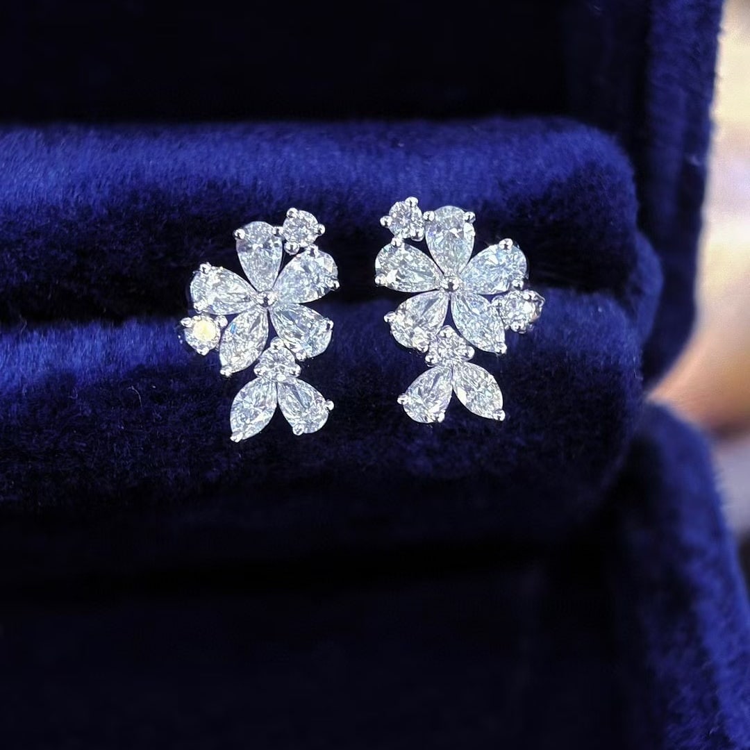 14k Gold 1 Ct Natural H Diamond Earrings - 4