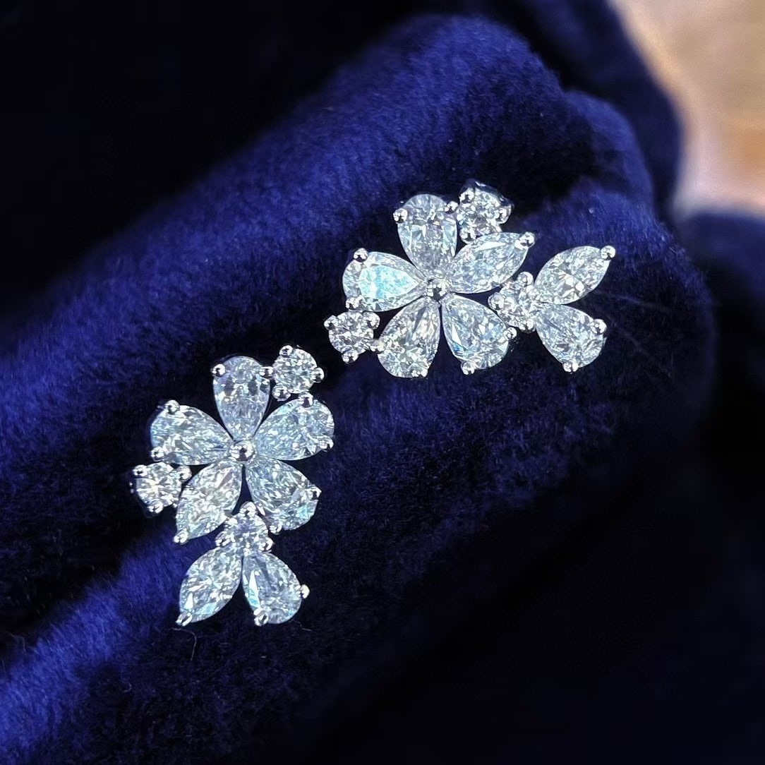 14k Gold 1 Ct Natural H Diamond Earrings - 6