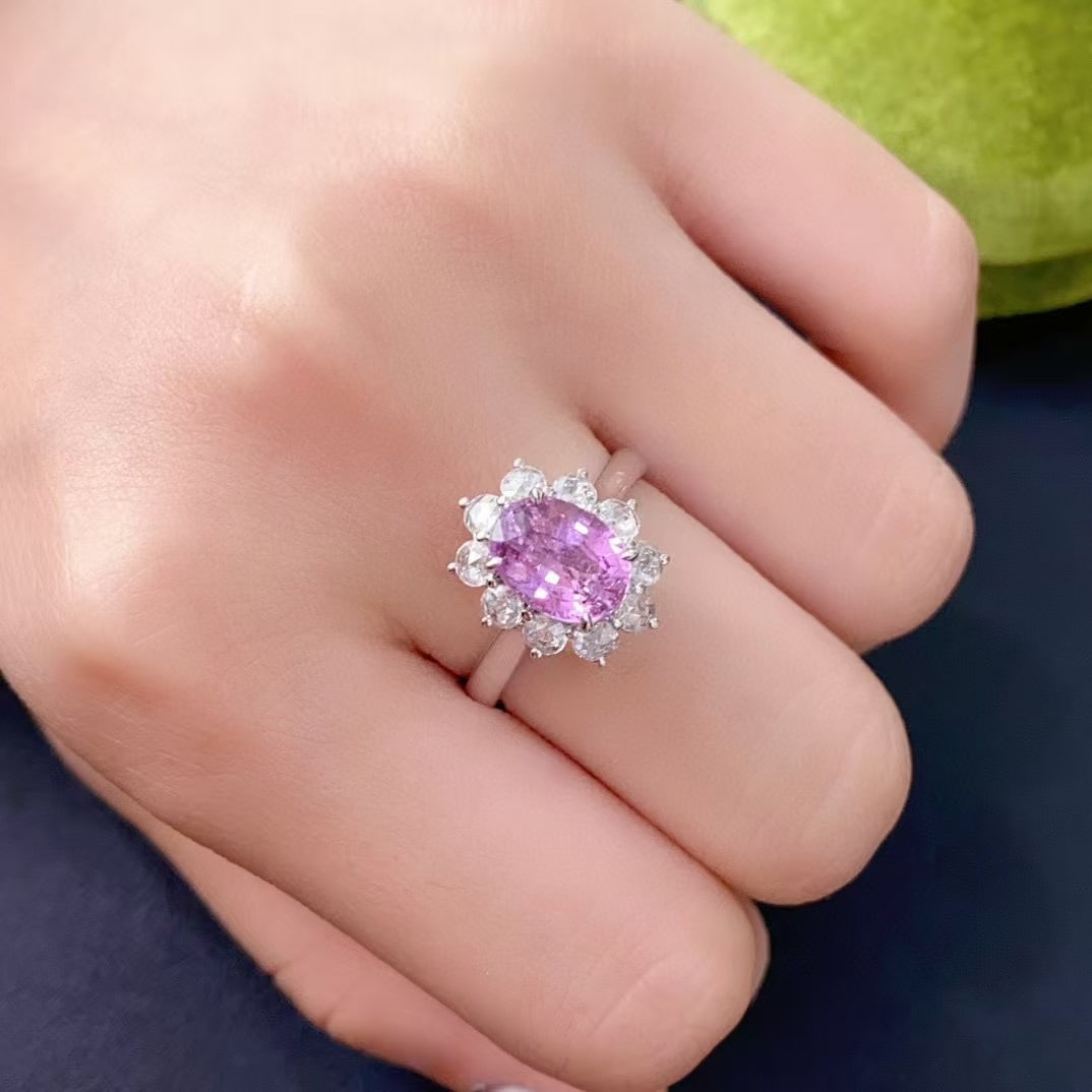 14k Gold 2.74 Ctw Natural Sapphire & Diamond Ring - 4