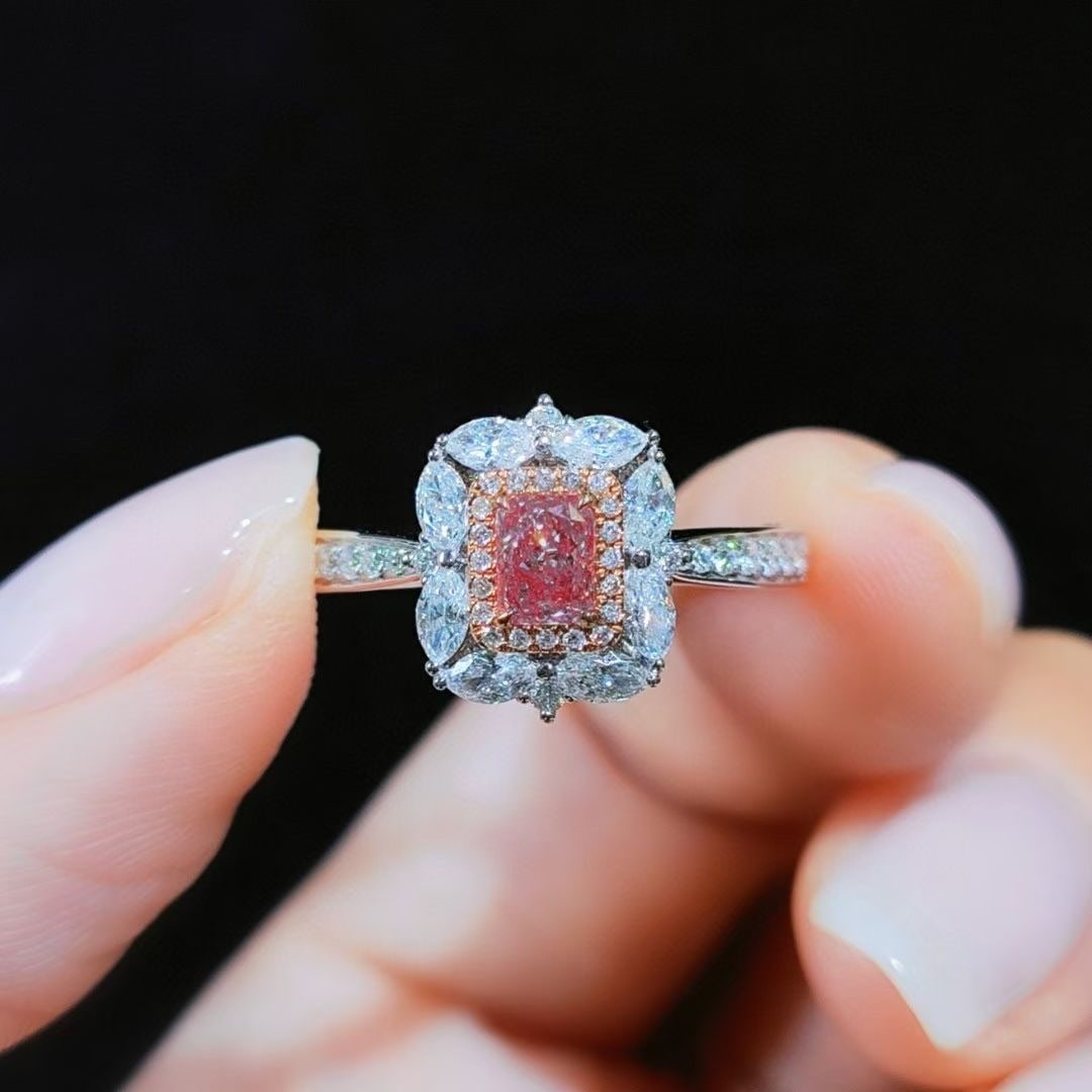 Gia Certified 14k Gold 0.92 Ctw Natural Pink Diamond & Diamond Ring (1 of 4)