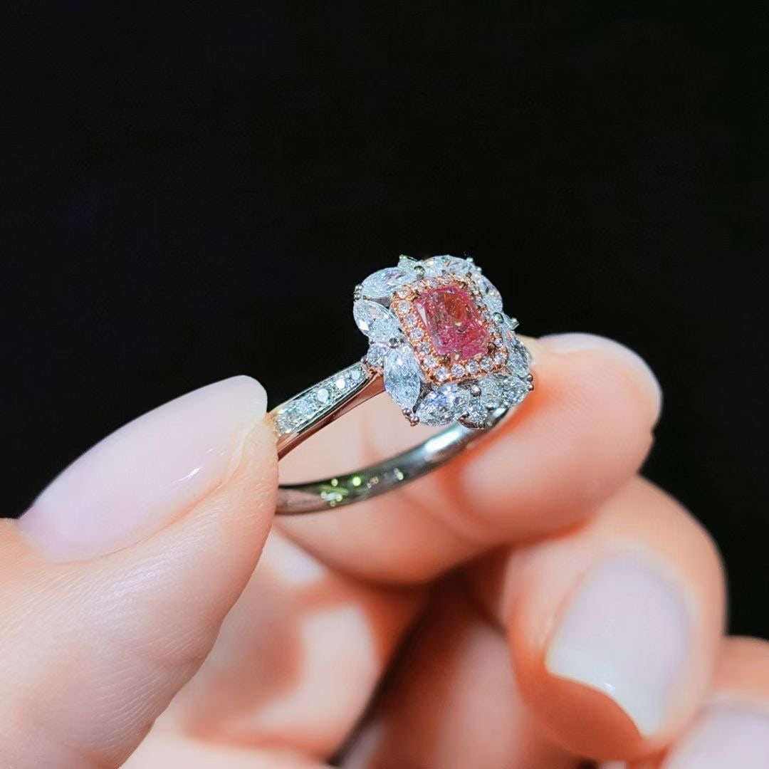 Gia Certified 14k Gold 0.92 Ctw Natural Pink Diamond & Diamond Ring - 2