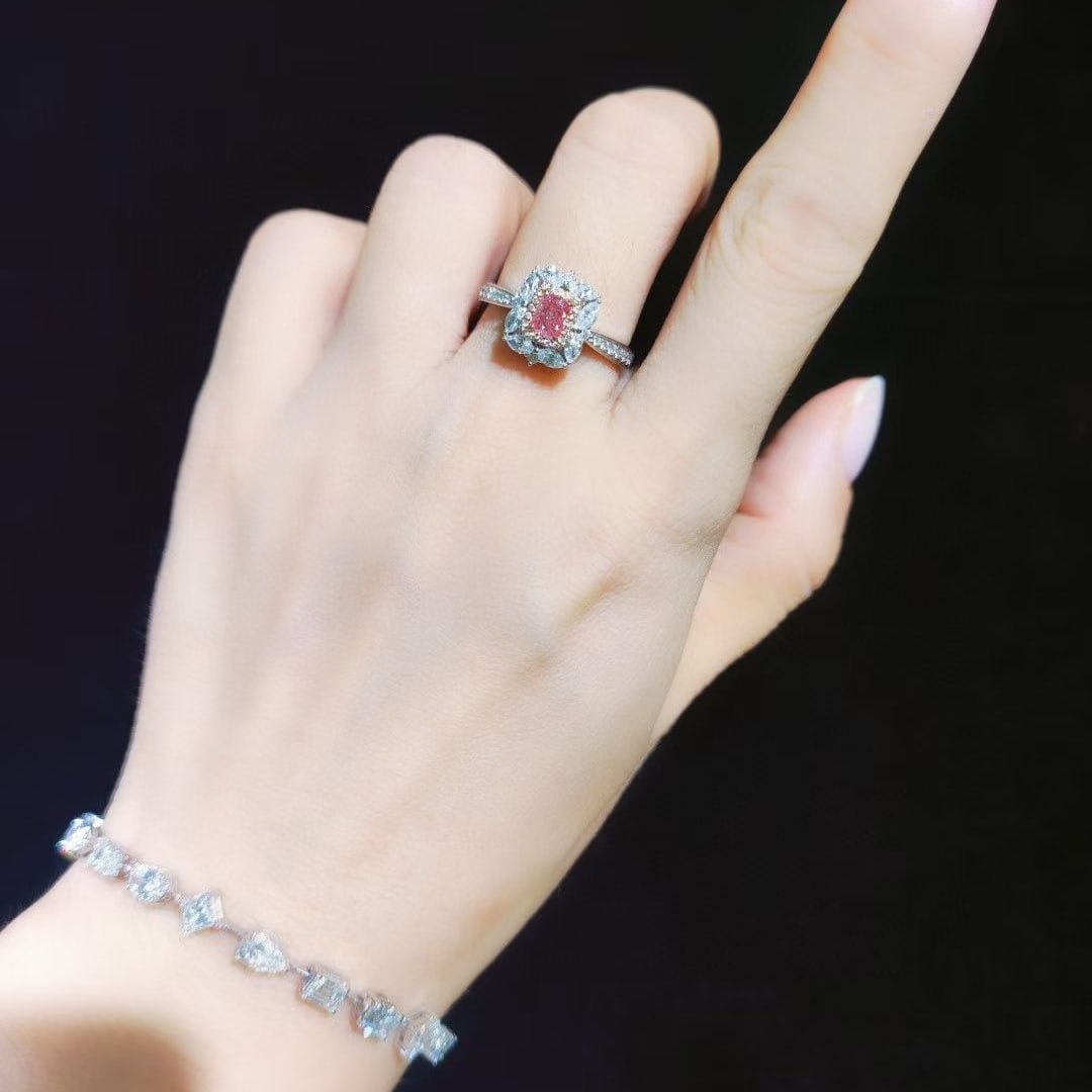 Gia Certified 14k Gold 0.92 Ctw Natural Pink Diamond & Diamond Ring - 3