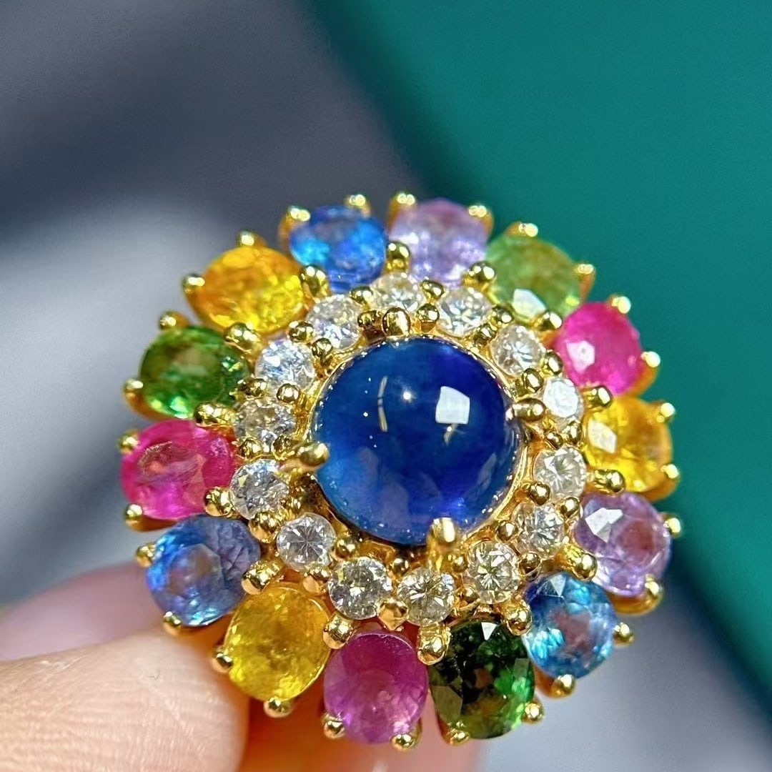 14k Gold 7.6 Ctw Natural Sapphire & Sapphire Ring (1 of 4)
