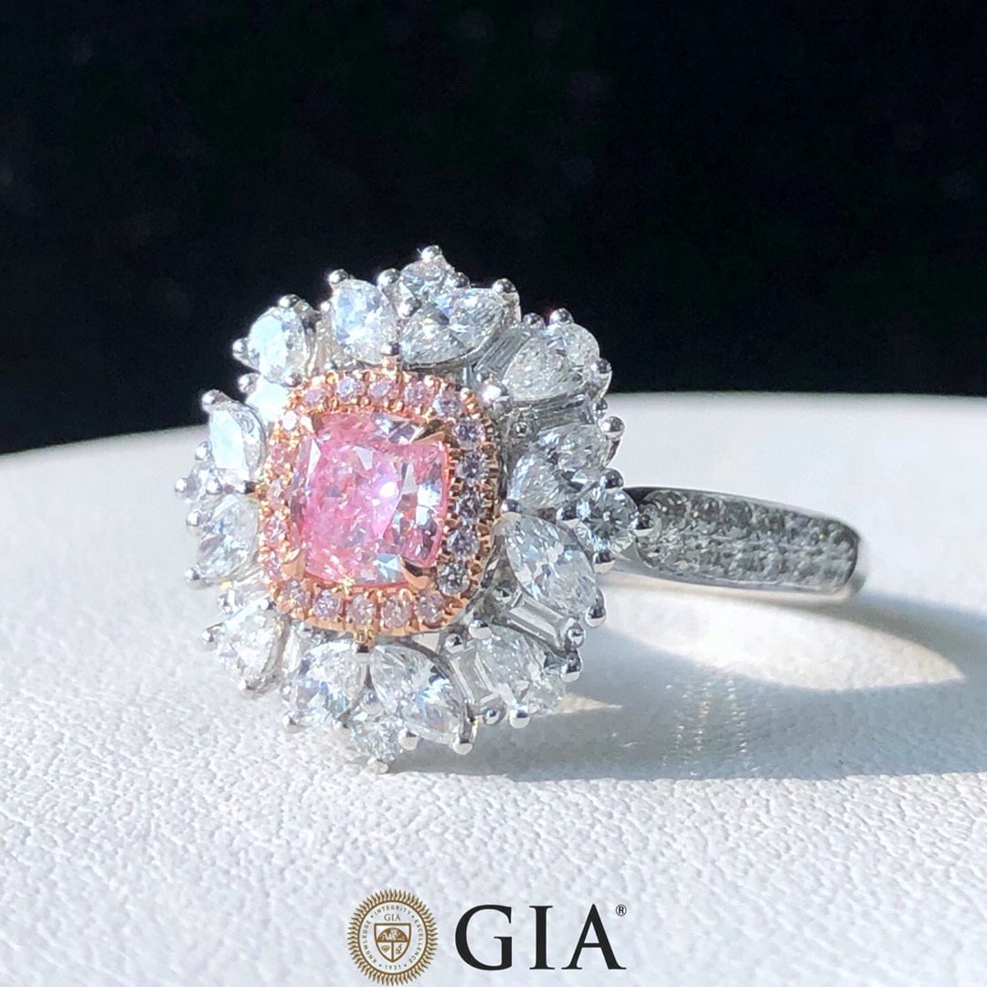 Gia Certified 14k Gold 1.73 Ctw Natural Pink Diamond & Diamond Ring/pendant( Without Chain ) - 5