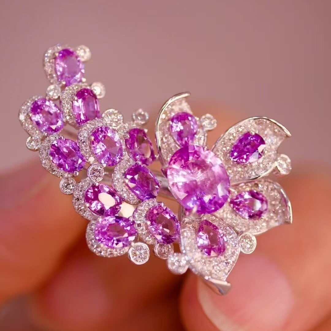 14k Gold 1.93 Ctw Natural Sapphire & Diamond Ring - 6