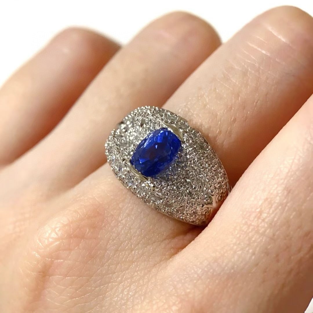 14k Gold 3.53 Ctw Natural Sapphire & Diamond Ring - 2