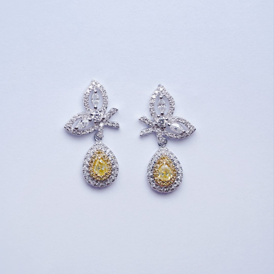 14k Gold 0.9 Ct Natural Color Diamond Earrings - 3