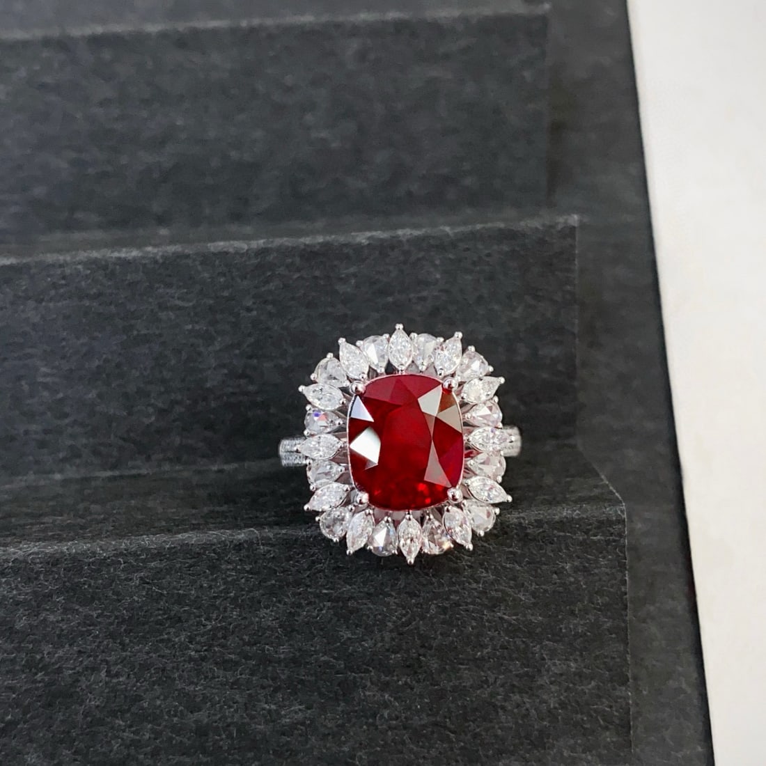 14k Gold 5.45 Ctw Vivid Red Natural Tourmaline & Diamond Ring/pendant( Without Chain ): Ref:230946026 // gold content:14k gold // ring size:7. 25us // // main gemstone:tourmaline // shape:cushion // carat weight:4. 15ct // color:vivid red // treatment:natural // // adjacent gemstone