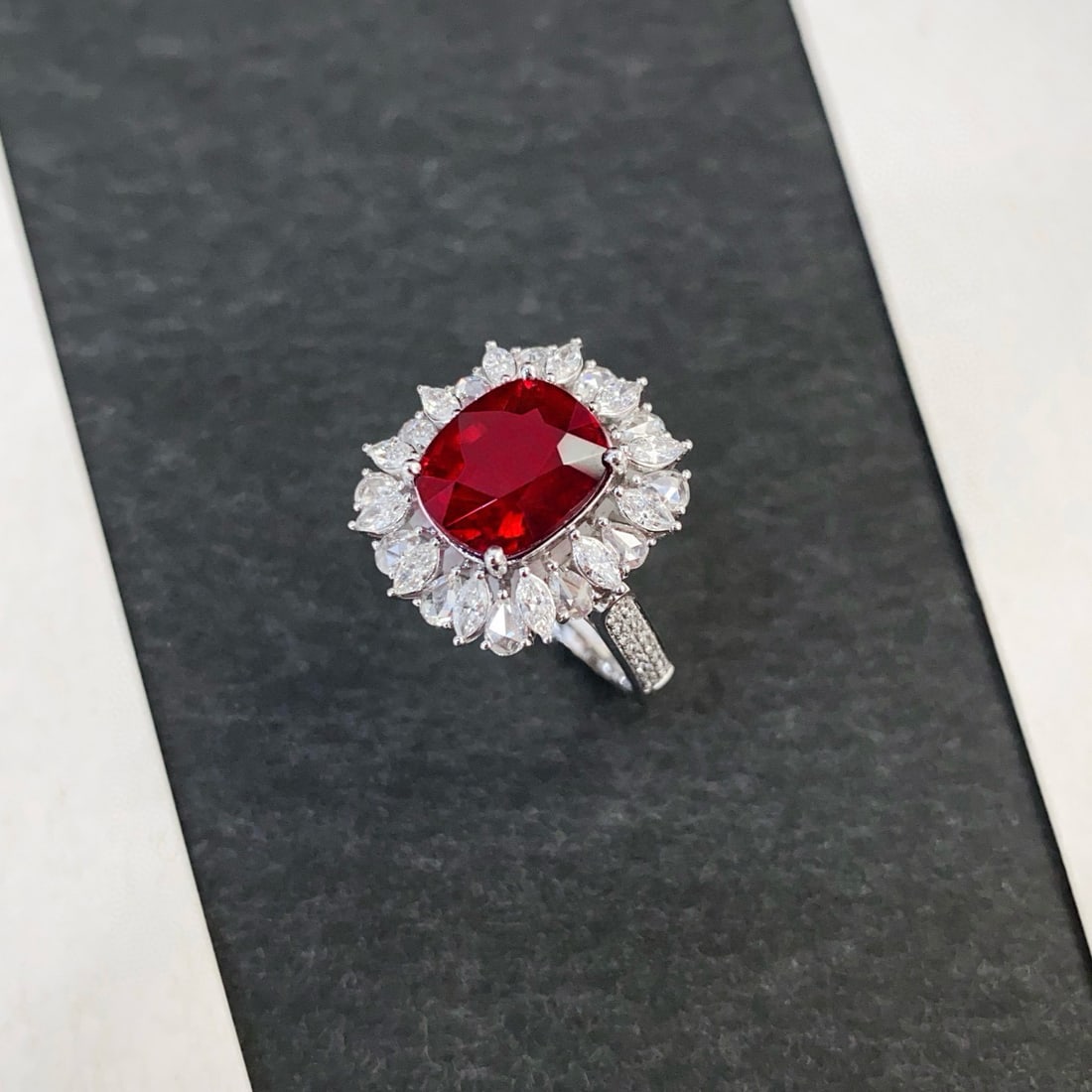 14k Gold 5.45 Ctw Vivid Red Natural Tourmaline & Diamond Ring/pendant( Without Chain ) - 7