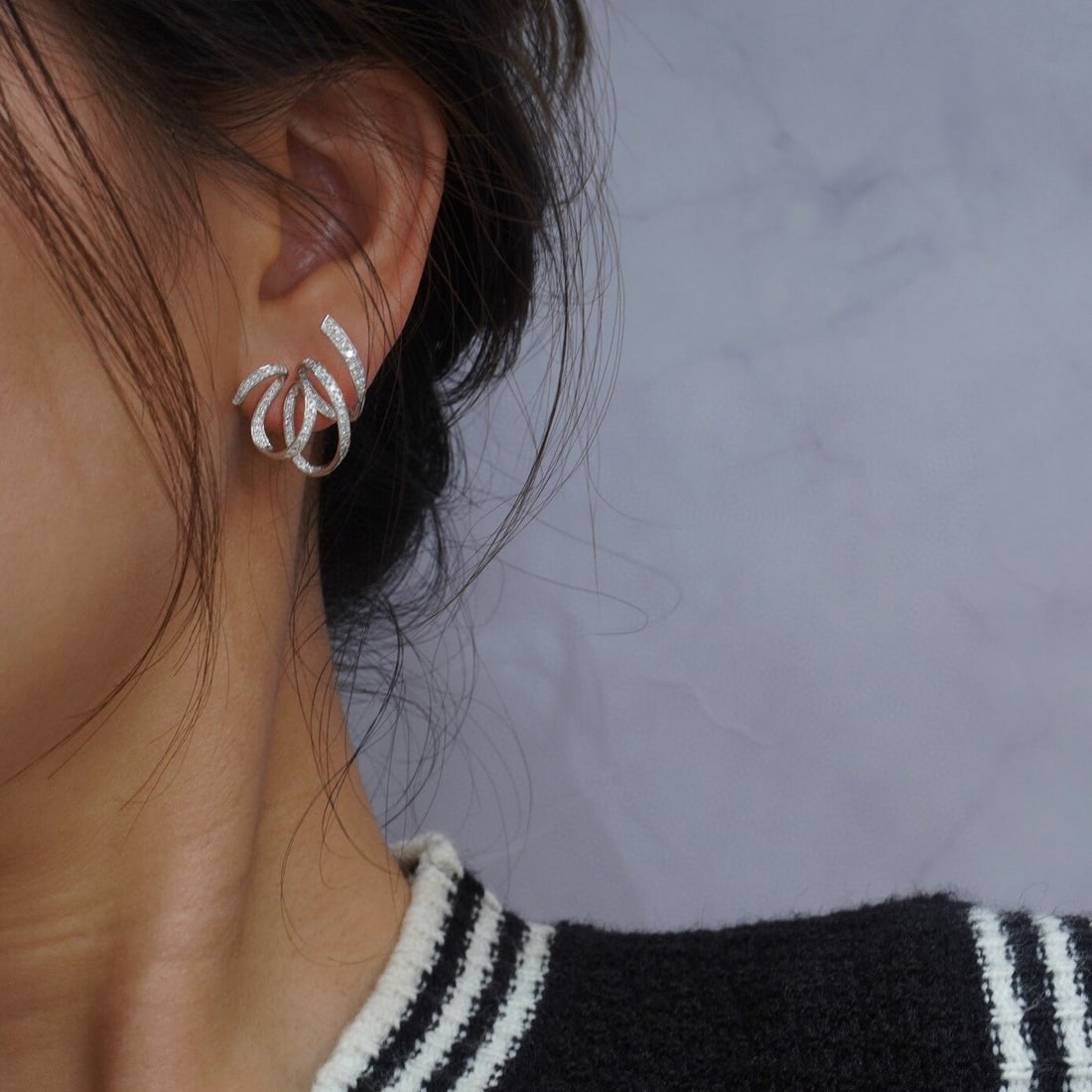 14k Gold 0.84 Ct Natural H Diamond Earrings - 7