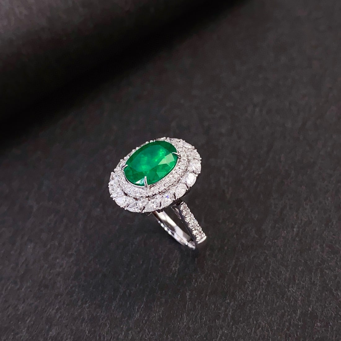 14k Gold 4.32 Ctw Vivid Green Natural Emerald & Diamond Ring/pendant( Without Chain ) - 6