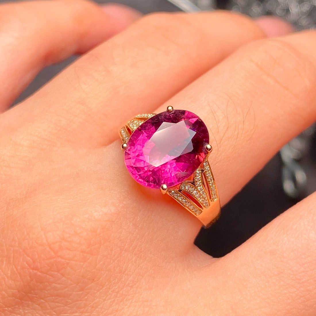 14k Gold 4.50 Ct Natural Tourmaline & Diamond Ring - 3