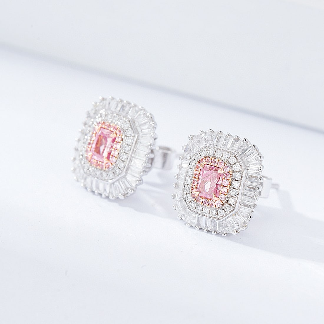 14k Gold 1.61 Ctw Natural Pink Diamond & Diamond Earrings - 3