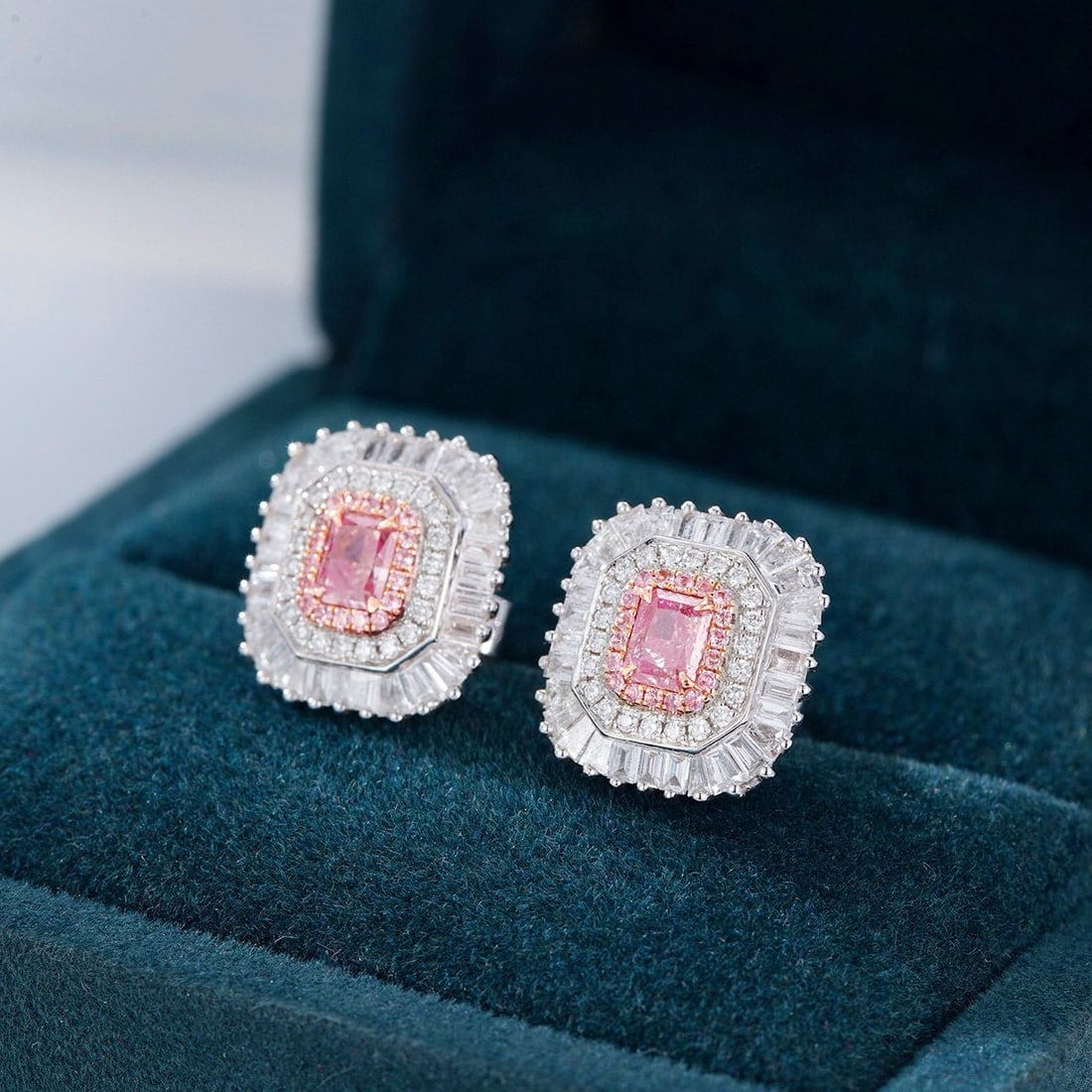 14k Gold 1.61 Ctw Natural Pink Diamond & Diamond Earrings - 5