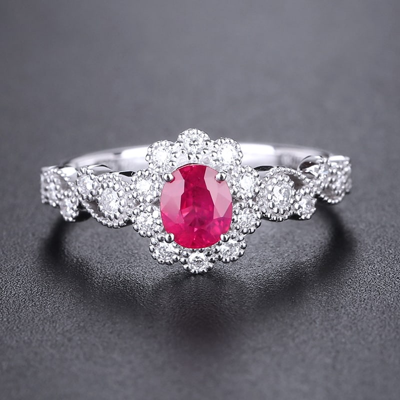 14k Gold 0.82 Ctw Natural Ruby & Diamond Ring (1 of 6)