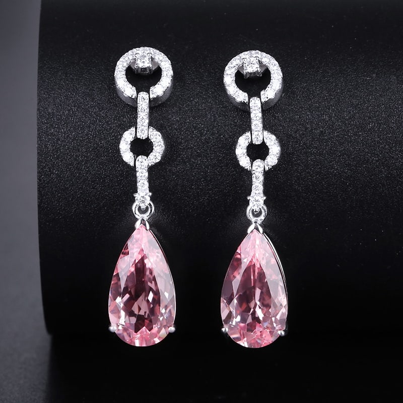 14k Gold 5.17 Ctw Natural Morganite & Diamond Earrings (1 of 5)