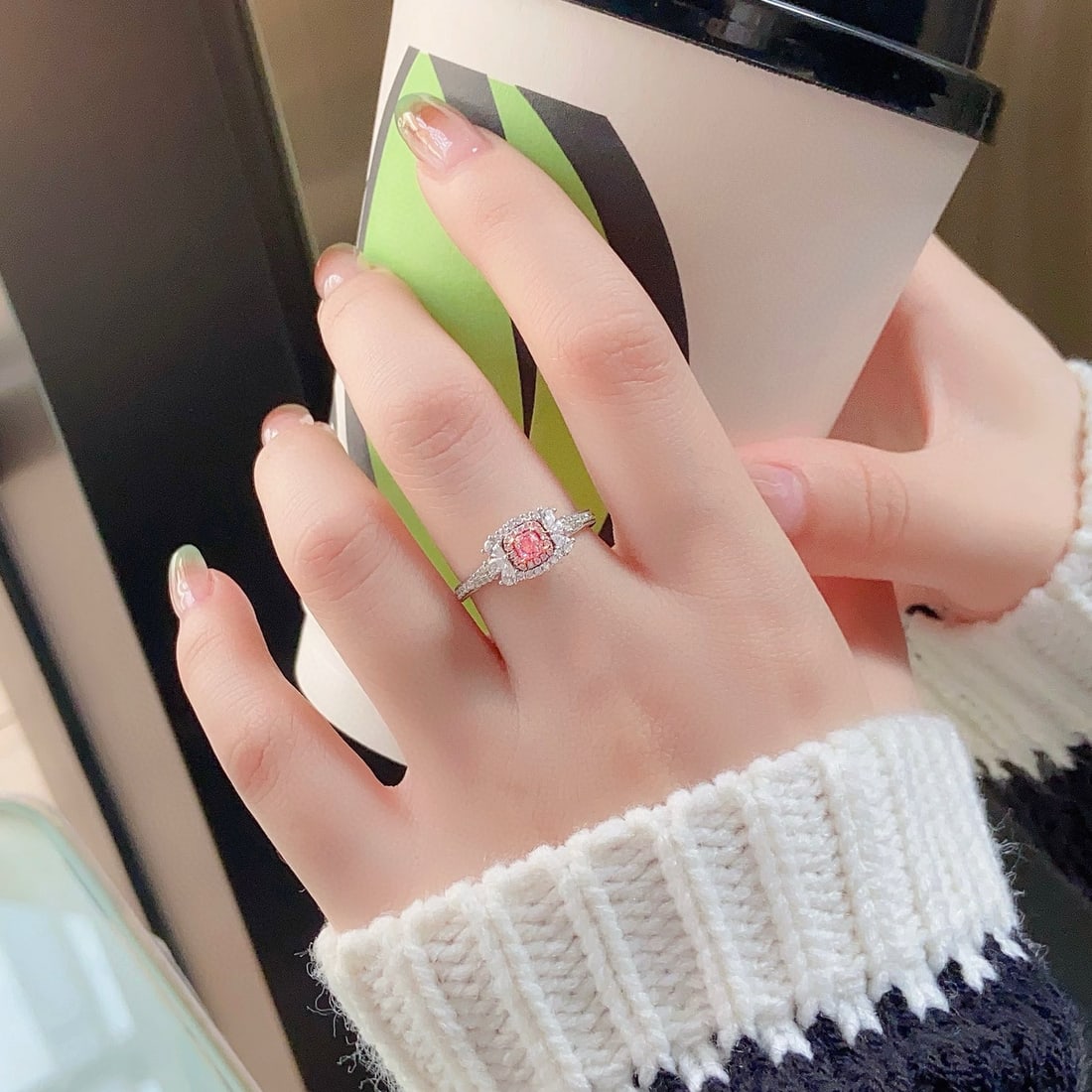 14k Gold 0.57 Ctw Natural Pink Diamond & Diamond Ring - 3