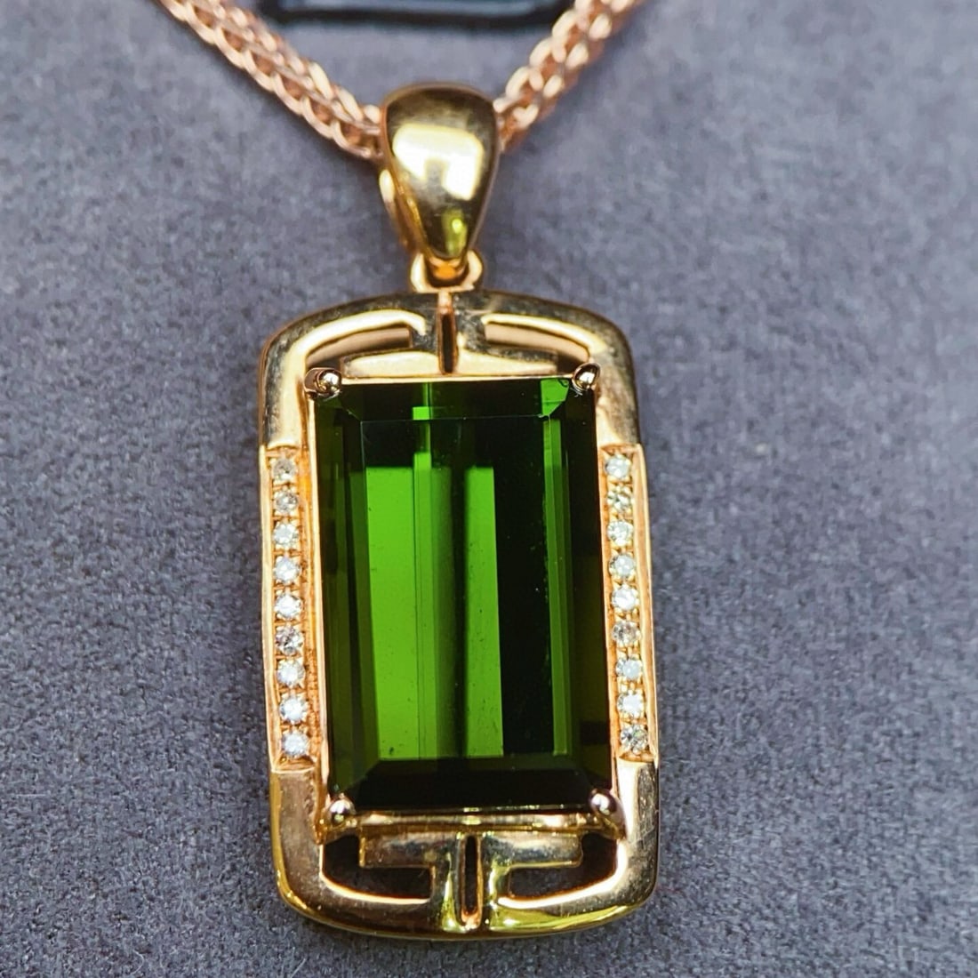 14k Gold 4.55 Ctw Natural Tourmaline & Diamond Pendant( Without Chain ) (1 of 5)