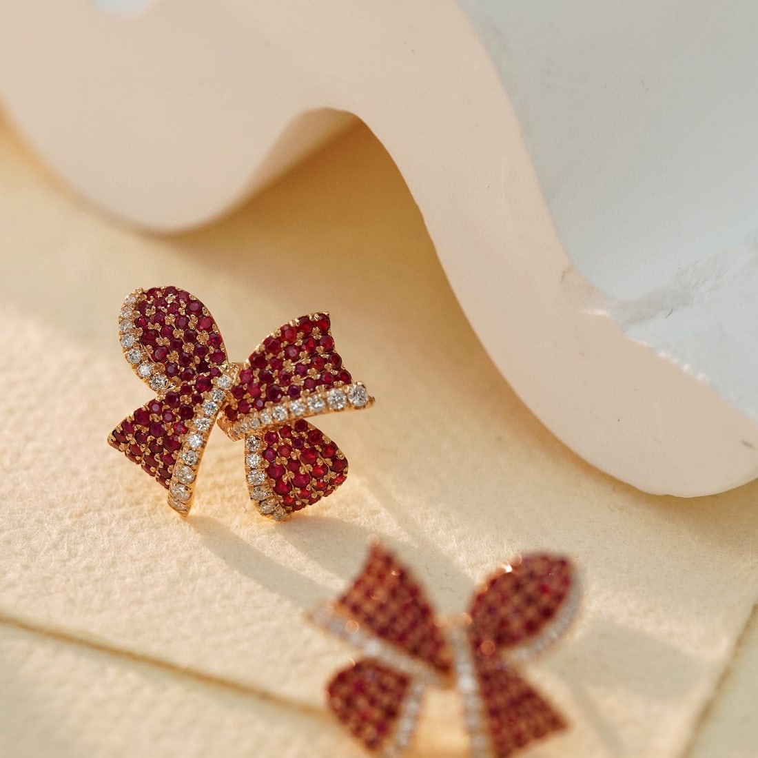 14k Gold 3.25 Ctw Natural Ruby & Diamond Jewelry Set - 3