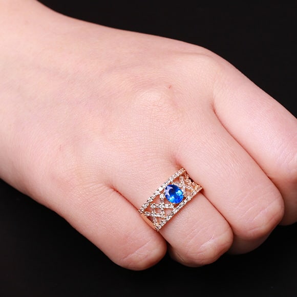 14k Gold 1.53 Ctw Natural Sapphire & Diamond Ring - 2