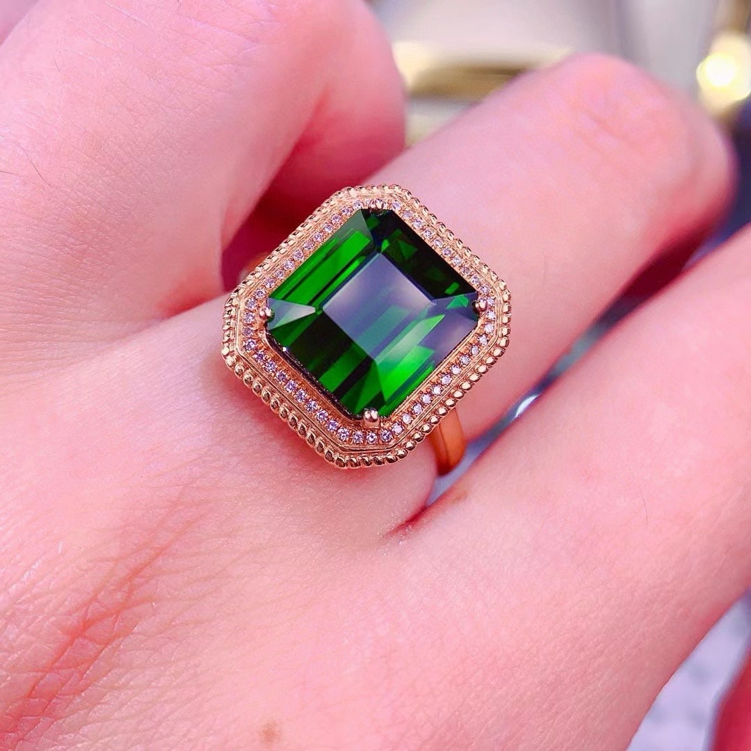 14k Gold 4.8 Ct Natural Tourmaline & Diamond Ring - 5