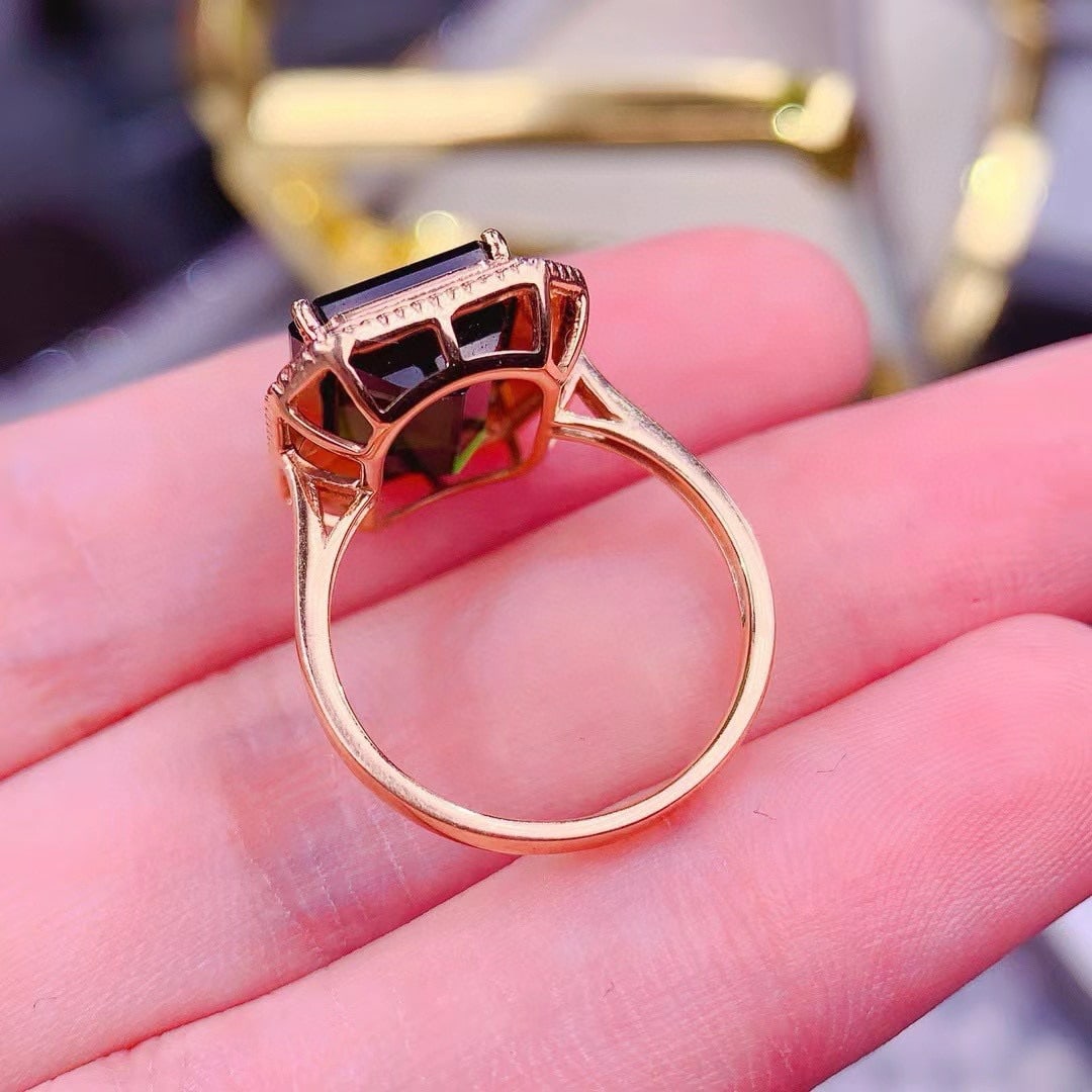 14k Gold 4.8 Ct Natural Tourmaline & Diamond Ring - 6