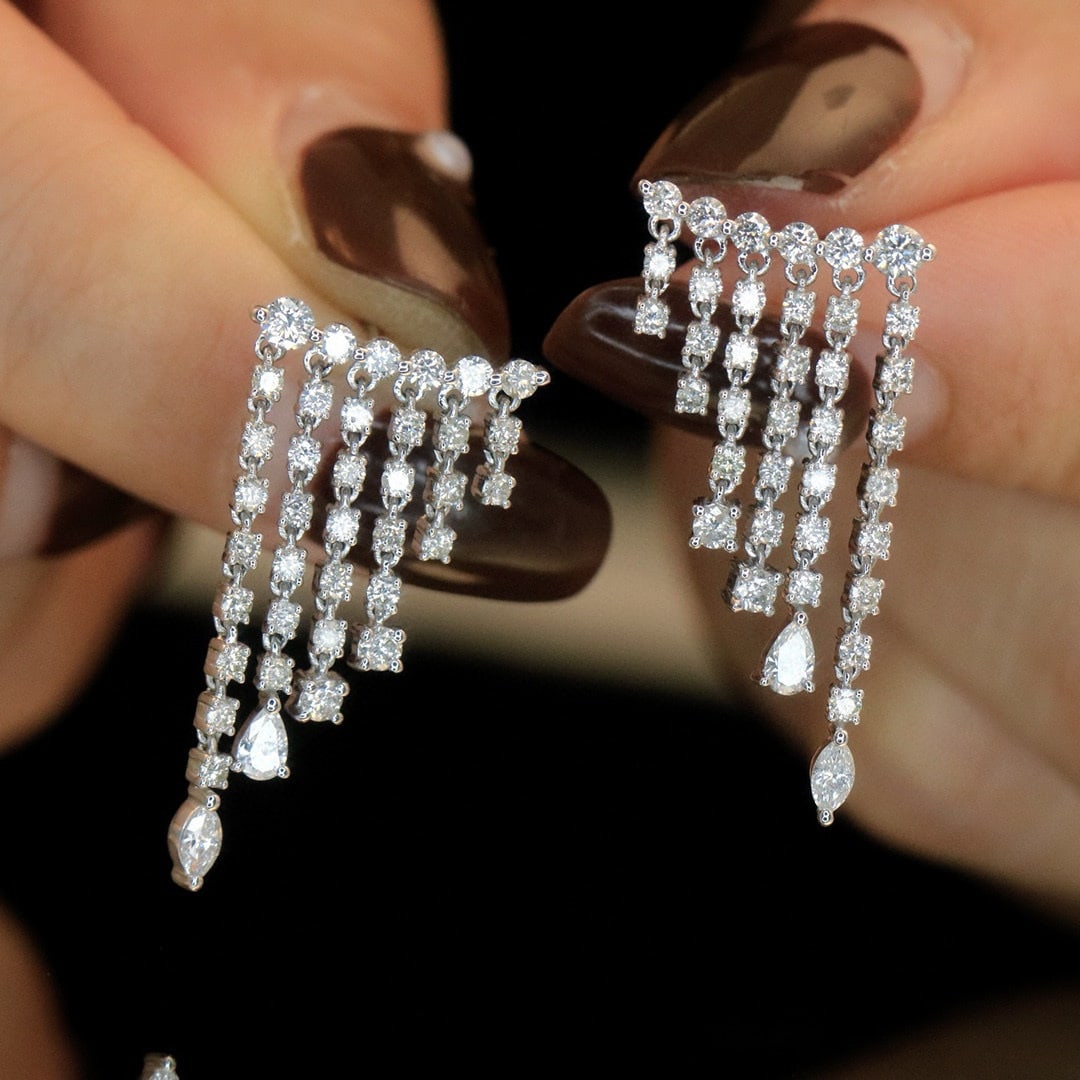 14k Gold 1.5 Ct Natural H Diamond Earrings - 3