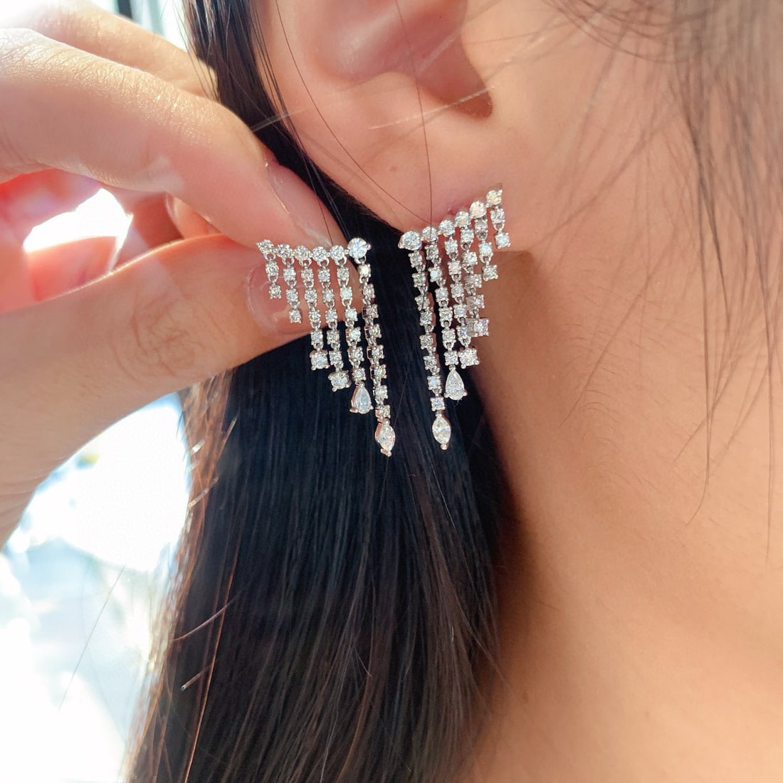 14k Gold 1.5 Ct Natural H Diamond Earrings - 4