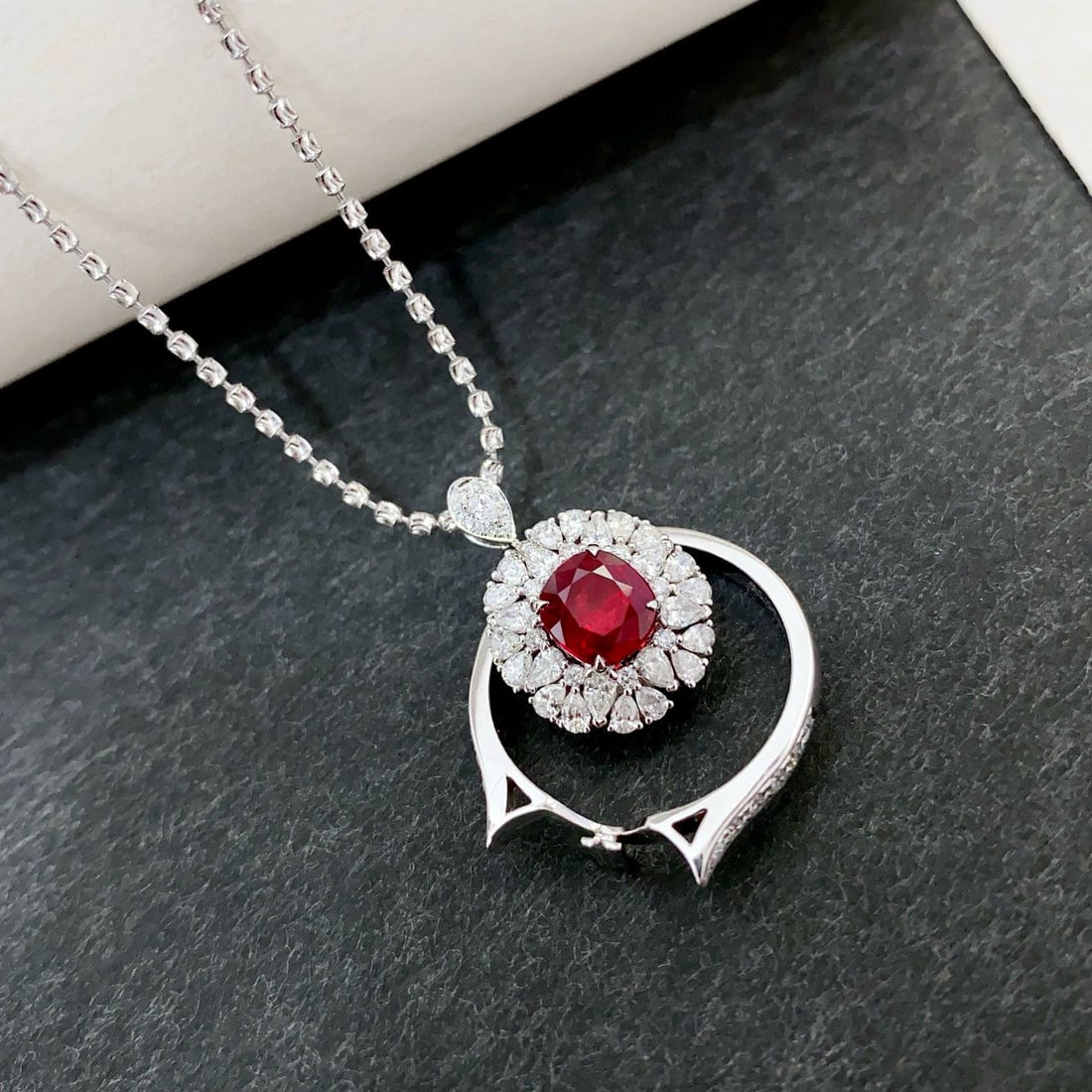 14k Gold 2.10 Ctw Natural Ruby & Diamond Ring/pendant( Without Chain ) - 5