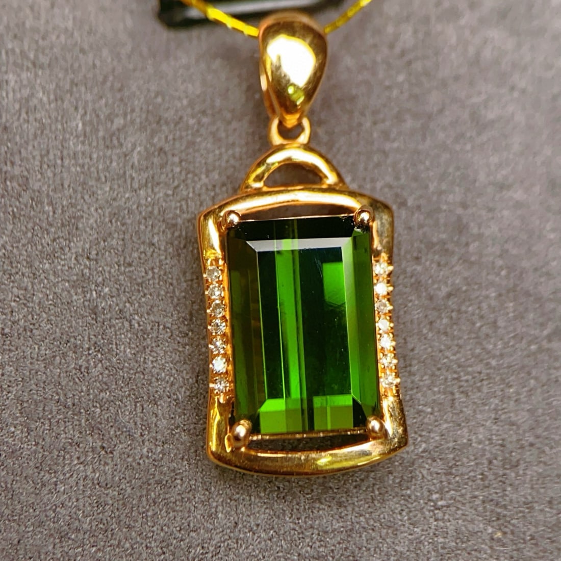 14k Gold 3.64 Ctw Natural Tourmaline & Diamond Pendant( Without Chain ) - 2