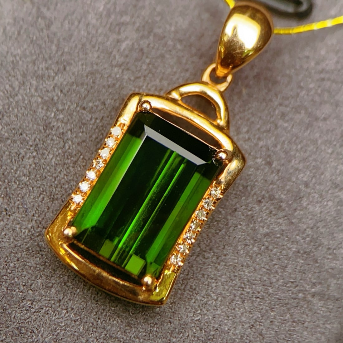 14k Gold 3.64 Ctw Natural Tourmaline & Diamond Pendant( Without Chain ) - 4