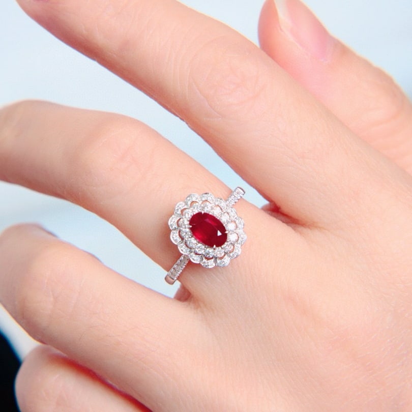 14k Gold 1.24 Ctw Natural Ruby & Diamond Ring - 5