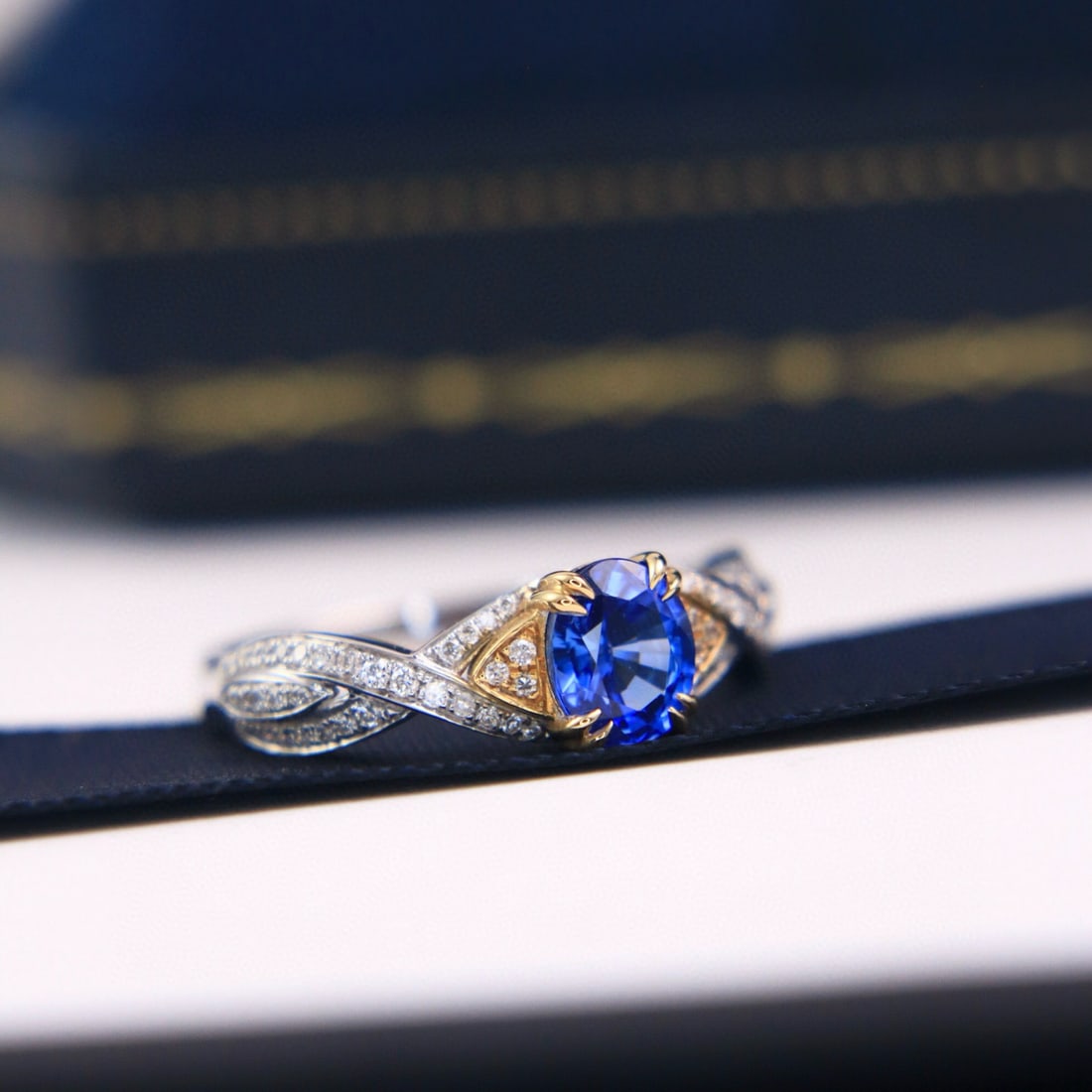 14k Gold 1.27 Ctw Natural Sapphire & Diamond Ring - 3